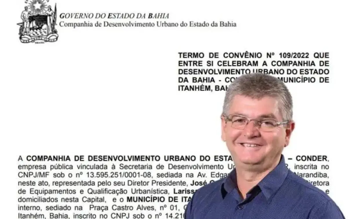 Itanhém prefeito assina convênio a Conder para asfaltar trecho até