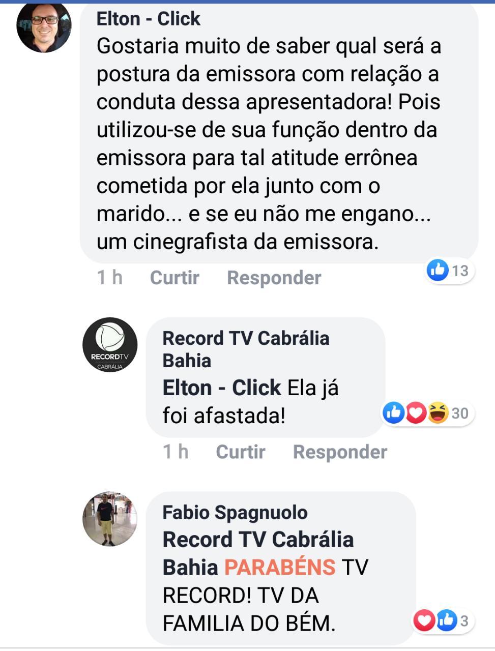 TV Record Cabrália afasta repórter após confusão com PM