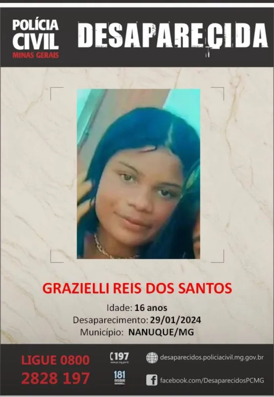 Lajedão: adolescente de 16 anos desaparece após sair para trabalhar em Nanuque (MG)