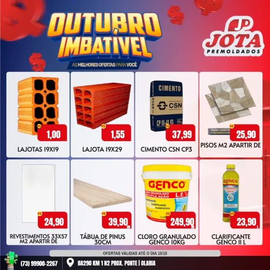 Medeiros Neto: promoção imperdível na Jota Pré-Moldados - somente durante o mês de outubro