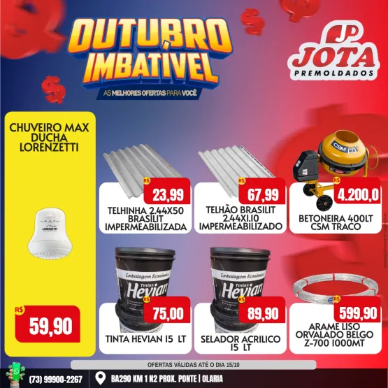 Medeiros Neto: promoção imperdível na Jota Pré-Moldados - somente durante o mês de outubro