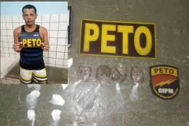  PETO de Medeiros Neto prende traficante com maconha e cocaína na cidade de Itanhém