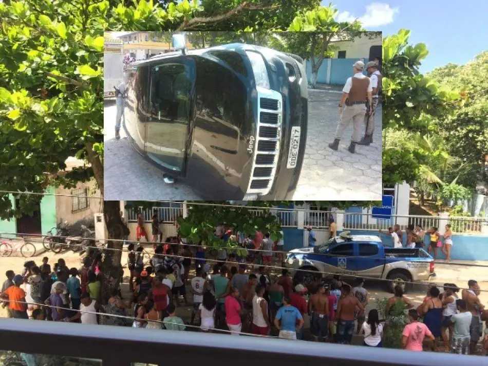 Nova Viçosa: População se revolta e tomba carro de advogado de assassino