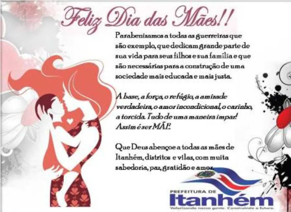 Prefeitura de Itanhém; Mensagem dia das Mães...