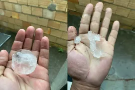 Chuva de granizo surpreende moradores de Barcelona, interior de Caravelas
