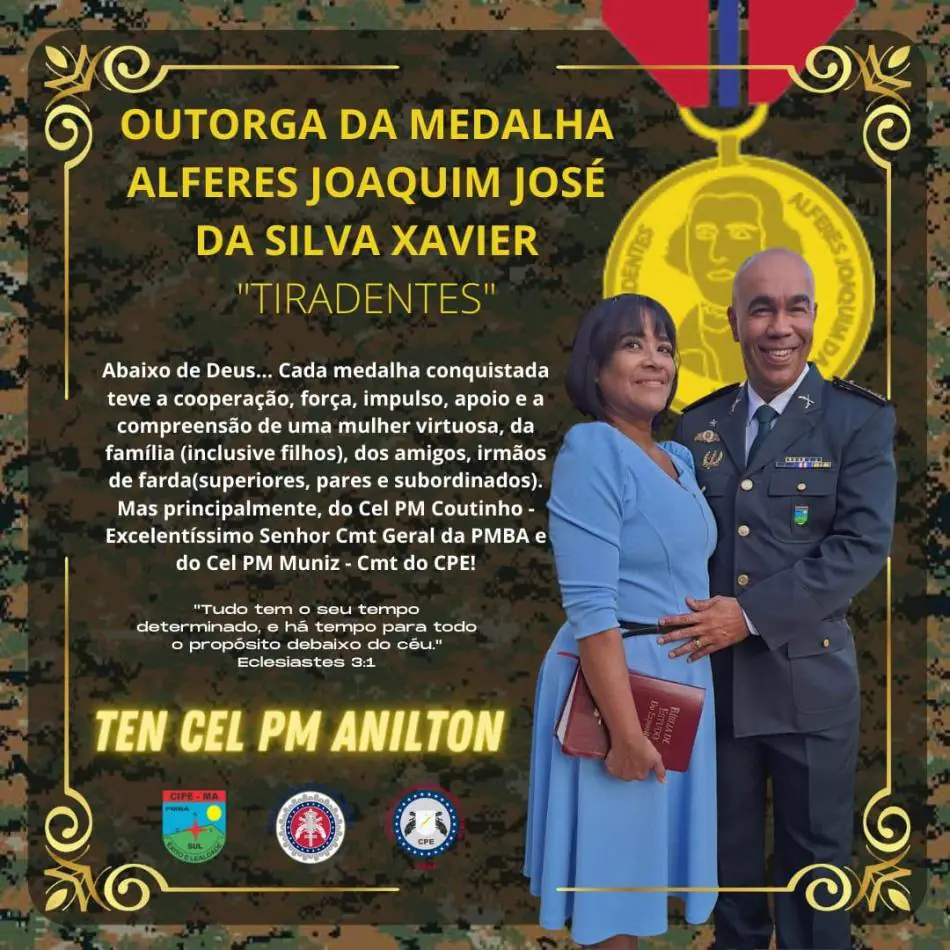 Comandante da Cipe/Mata Atlântica é condecorado com a medalha Alferes Tiradentes