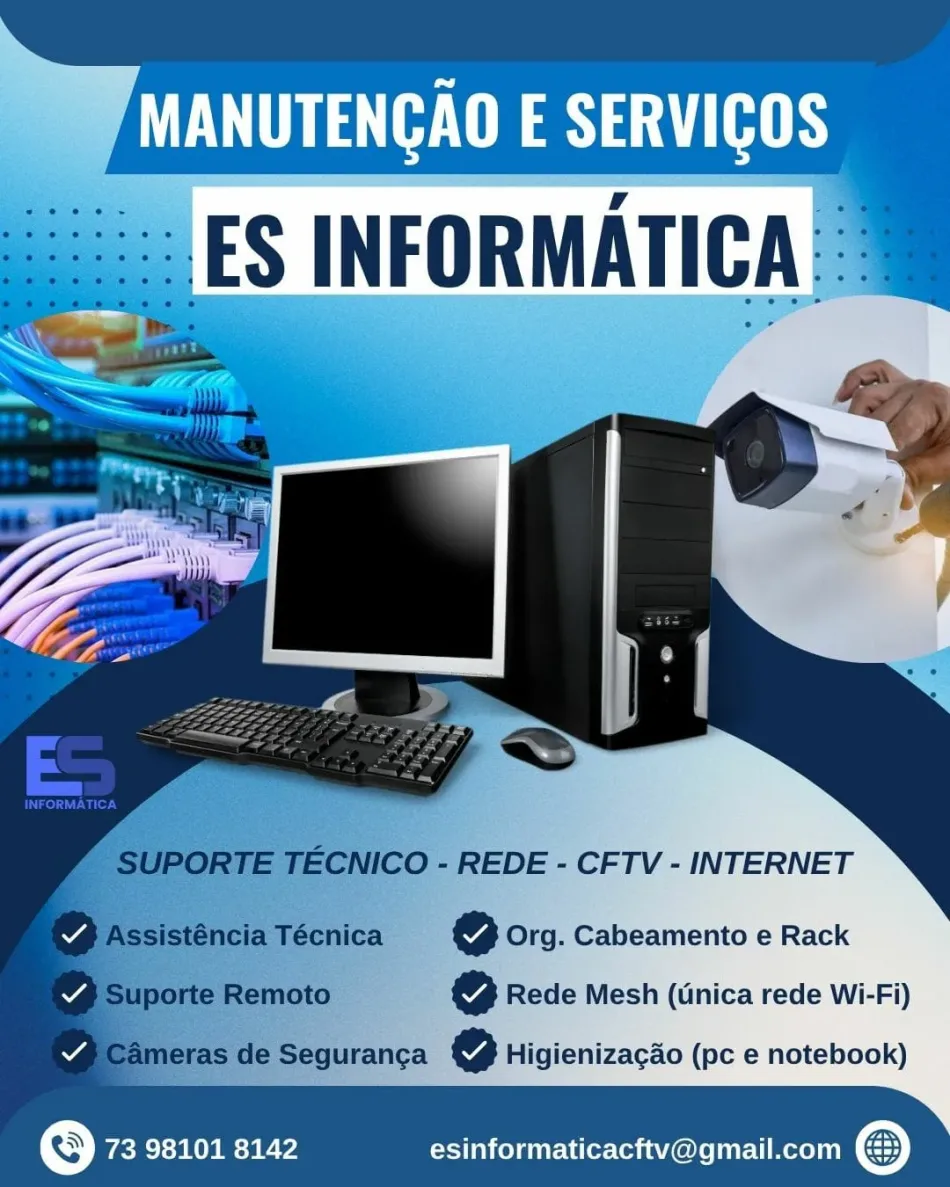 ES Informática oferece soluções completas em tecnologia e segurança em Medeiros Neto