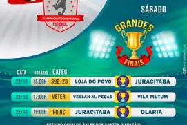 Grande final do campeonato Municipal de futebol acontece neste sábado (22)