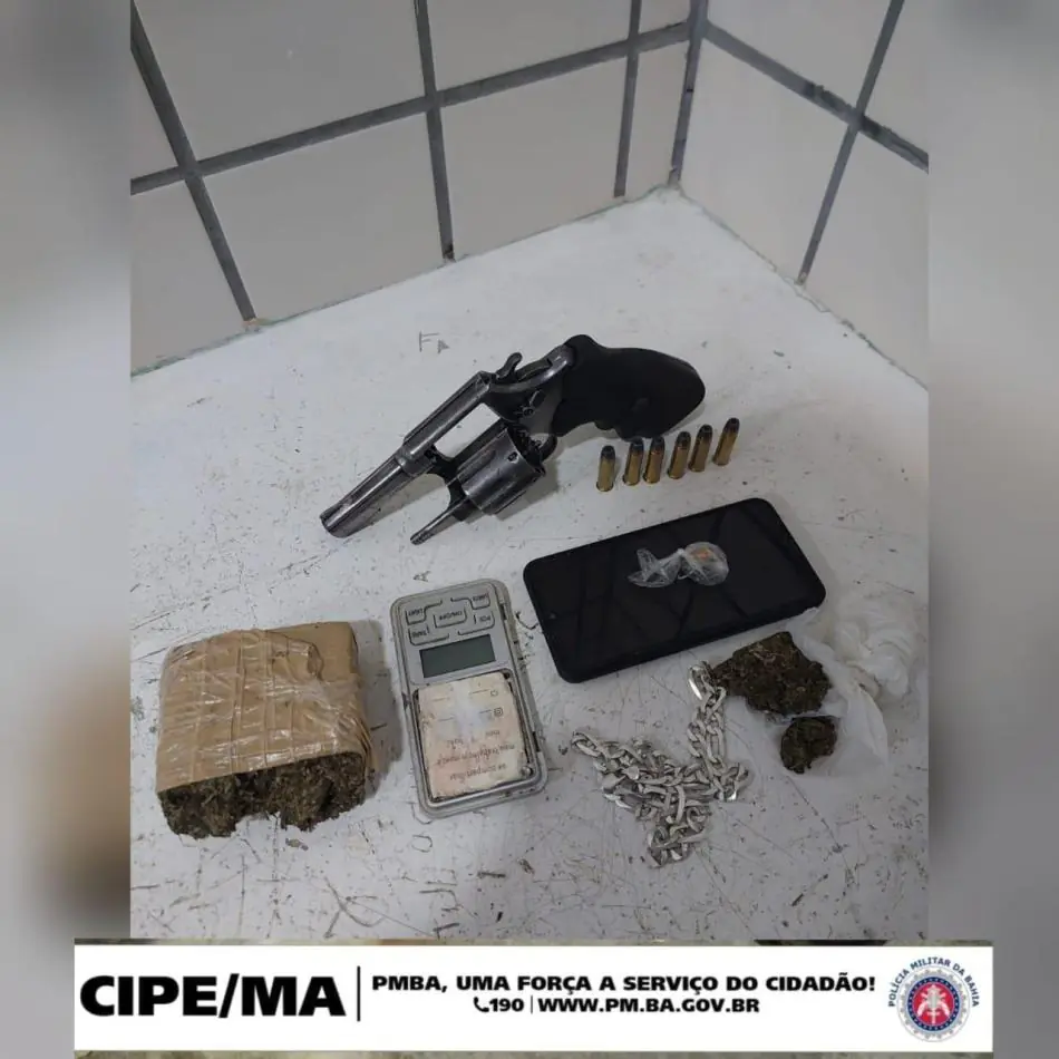 Homem é preso com arma e drogas durante ação da CAEMA, em Ibirapuã