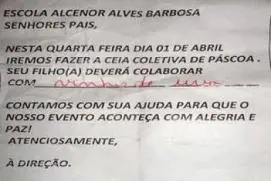 Teixeira de Freitas: Professora pede vinho para ceia coletiva e constrange estudante.